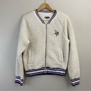 NFL Minnesota Vikings White Sherpa Full Zip Jacket Women’s Size Medium